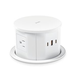 Pop Up Outlet  4 AC Outlets,3 USB Ports,20W Fast Charging,4.75" Hole Cut Out,Space Saving Hidden Countertop Design for Home & Office,10ft Cord