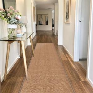 7ft Natural Jute Hallway Runner Rug Non Slip Washable, Rubber Backed Long Indoor Entryway Runner, Absorbent Kitchen Carpet Sink Rug, Camel,2'4" x 7' 