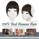 BARSDAR Human Hair Clip in Bangs - 100% Real Human Hair Clip in Bangs for Women - Darker Brown French Bangs Extensions Fringe with Temples Real Hair Bangs Hairpieces - Darker Brown