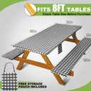 Fitted Picnic Table Cover with Bench Covers Waterproof Elastic Edges Rectangle Patio Tablecloth Outdoor Camping Essentials Stuff Rv Accessories Summer Trip Travel Supplies Party Camper Gifts, 6 ft