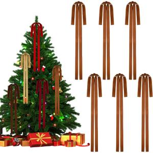 6 PCS Large Cmael Velvet Ribbon Bows for Christmas Tree, 23.5x15.5 Inch Bow Tree Topper Velvet Ornaments for Christmas Tree DecorationsOutdoor Garland Wreath Decor (Camel)