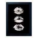 Framed Black and White Kiss Lips Canvas Print Girls Bathroom Painting for Wall Woman Makeup Room Decor Fashion Wall Art Trendy Artwork 20"L x 16"W