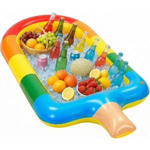 Soulchen 4 ft Inflatable Cooler, Inflatable Pool Bar, Cooler for Parties, Ice Pop Serving Bars Pool Party Drink Holder Colorful Ice Pop Beach Party Drink Float for Summer Luau Hawaiian Birthday