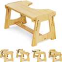 NiHome Adjustable Bamboo Toilet Stool, Squatty Potty, Fits Most Toilets 13.5"-18", Supports 220 lbs, with Multi-Angle Design and Four Levels for Adults and Kids, Relieve Constipation and Bloating