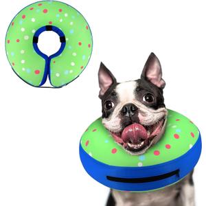 Supet Inflatable Dog Cone Collar Alternative After Surgery, Doggie Neck Donut Collar Recovery ECollar for Post Surgery, Soft Dog Cone for Small Medium Puppies Cats (S(Neck 7"-9.5"))