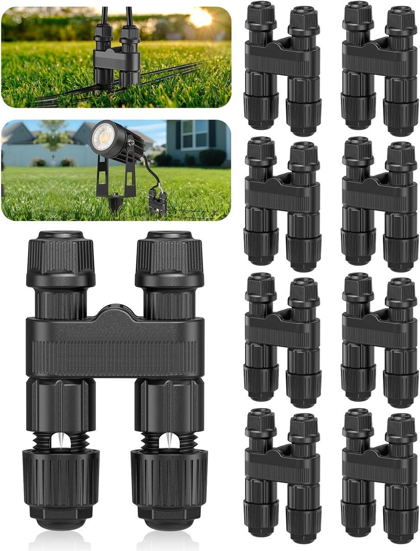 HIBOITEC Low Voltage Wire Connectors, 8 Pack Waterproof Landscape Lighting Connectors 12-18 Gauge Wire Connectors for Outdoor Garden Path Yard Lights