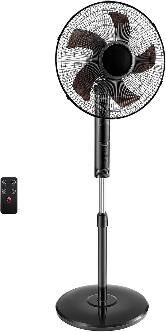 OLIXIS 17" Standing Fan with Remote, Oscillating Pedestal Fans for Bedroom w/ 15H Timer, Stand Up Fan w/ 3 Speed & 3 Wind Modes, Adjustable Height & Tilt Head, 17"*17"*51.18"