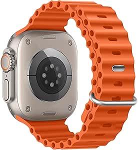 Ocean Sport Bands Compatible with Apple Watch Ultra 2/Ultra Band 49mm 46mm 45mm 44mm 42mm for Men Women, Metal Connector with Breathable Silicone Waterproof Strap for iWatch Series 10 9 8 7 SE 6 5 4 3