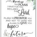 PHAMTE Jeremiah 29 11 Wall Art,Christian Jeremiah 29:11 For I Know The Plans I Have For You Wall Art,Bible Verse Scripture Print Framed Canvas Painting Christian Prayer Room Office Decor(16x24)(white)
