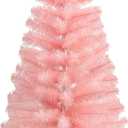 CCINEE 3Ft Artificial Christmas Tree, Pink Tabletop Hinged Christmas Tree with Metal Stand 130 Branch Tips Mini Tree for Xmas Party Supplies Home Indoor Decoration