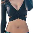 Women Two Piece Swimsuits Surfing Rash Guard Long Sleeve Padded Crop Top Swimwear M