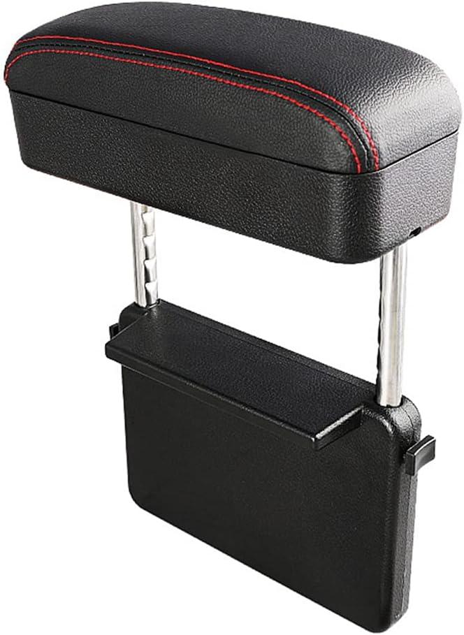 Car Console Armrest Box Arm Rest Height Adjustable Comfort Elbow Pad Universal (Black red)