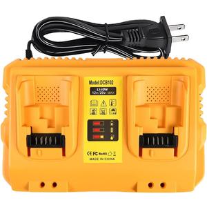 TeenPower 12/20V Max Battery Charger Replacement for Dewalt DCB102 Compatible with 12V 20V Max Lithium Battery DCB124 DCB203 DCB204 DCB606, 2-Port Simultaneous Charging (Yellow)