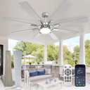 Depuley 72-Inch Ceiling Fan with Light: Modern 8-Blade Brushed Nickel Indoor Outdoor Fans with Remote App Control Dimmable Light - Ultra Quiet DC Motor Reversible 6 Speed Timer