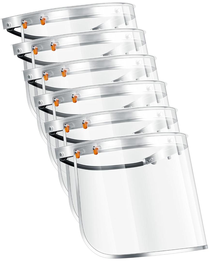 Zonon 6 Set Aluminum Face Shield Adapters Include Aluminum Cap Style Hard Adapters and Safety Replacement Visors Clear Face Shield (Faceshield Visors)