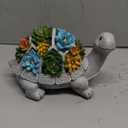 Nacome Solar Garden Outdoor Statues Turtle with Succulent and 7 LED Lights - Lawn Decor Tortoise Statue for Patio, Balcony, Yard Ornament - Unique Housewarming Gifts