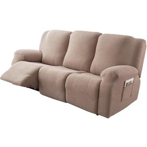 Genina Recliner Cover Stretch Couch Covers, Sofa slipcover for Reclining Couch Thick Jacquard Furniture Protector Washable (Taupe, 3 Seat)