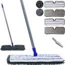 Masthome Microfiber Mops for Floor Cleaning,Dust Mop with 4 Reusable Pads,Flat Flip Mops for Wet & Dry Use,Professional Microfiber Mop for Hardwood, Laminate,Tile Floor Cleaning-1 Scraper (Grey-blue)