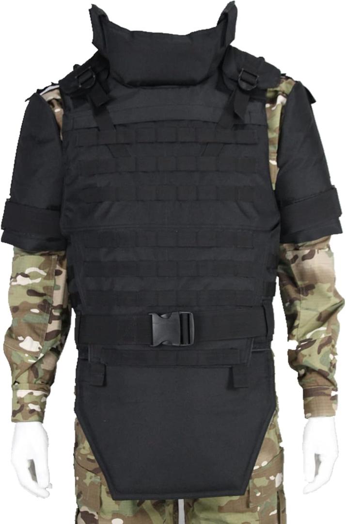 Russian Special Forces MOLLE Tactical Vest Outdoors Neck Shoulder Lower Body Protector, black, One Size