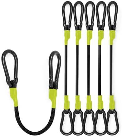 8 Pcs 18 Inch Heavy Duty Carabiner Bungee Cord Outdoor with 190 Lbs Max Break Strength, Black/Yellow Bungee Straps with Upgraded Carabiner Hooks for Luggage Rack, Cargo, Hand Carts, Bike, Camping, etc