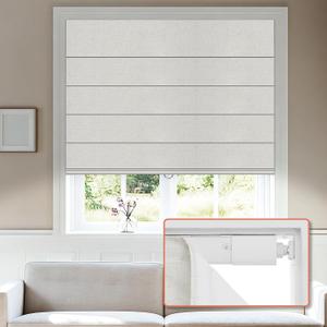 No Tools No Drill Blackout Roman Shades, Beige, 30.5" W × 48" H