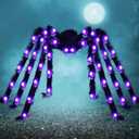 JOYIN Halloween Outdoor Decorations Light-Up Giant Spider, 5 Ft Large Black Hairy Spider with Purple LED for Yard Lawn Garden Halloween Outside Decor, Indoor Haunted House Prop and Scary Party Decor