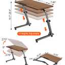 TV Tray Table, Mobile TV Dinner Trays for Eating on Couch, Folding Side Desk with Wheels, Tilt & Height Adjustable Snack Table Laptop Desk for Sofa Living Room Bedroom & Office (Brown), 31.52 inches x 15.76 inches x 19.7 inches