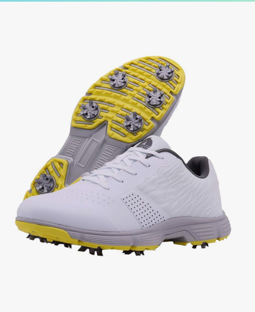Waterproof Professional Golf Shoes Men Spikes Golf Sneakers Male Outdoor Anti Slip Walking Footwears, (White, 10.5)