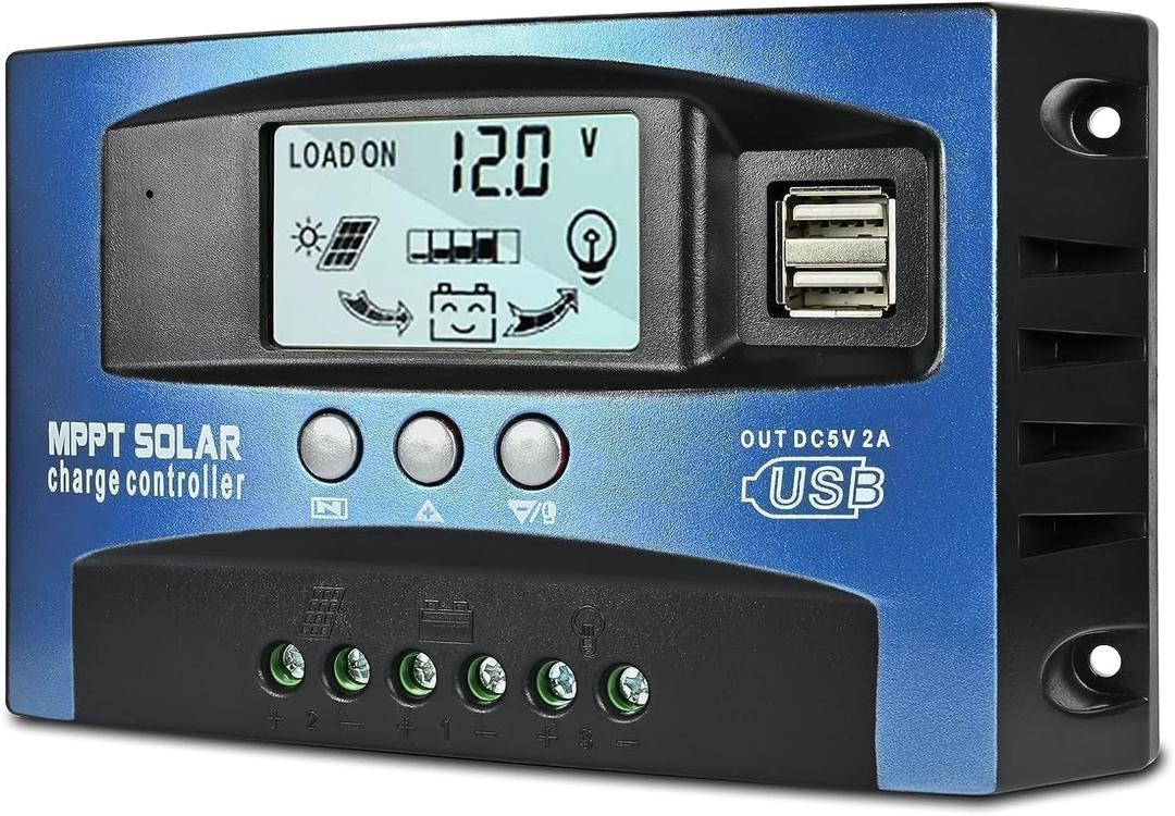30A MPPT Solar Charge Controller with Auto Parameter LCD Display | 12V/ 24V Solar Panel Regulator with Dual USB Port Adjustable Timer Setting