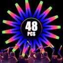 48 pcs LED Foam Glow Sticks, Glow Sticks Bulk Light Up Party Favors for Kids 4-8 8-12 Glow in the Dark Party Supplies for Boys Girls Adults Halloween Wedding Birthday Christmas Gifts Carnival Concert