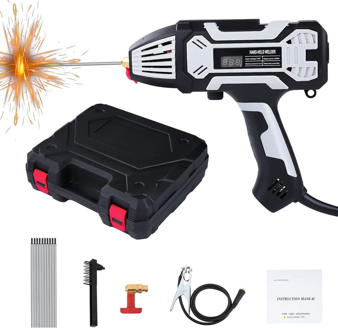 Welding Machine Handheld, Portable Welder Machine 110V 250A with Toolbox,10 PCS Rods Stick Welder for 1/16"-1/8" Rod, IGBT Inverter LCD Digital Display Hand Held Welder with Arc Force Anti-stick