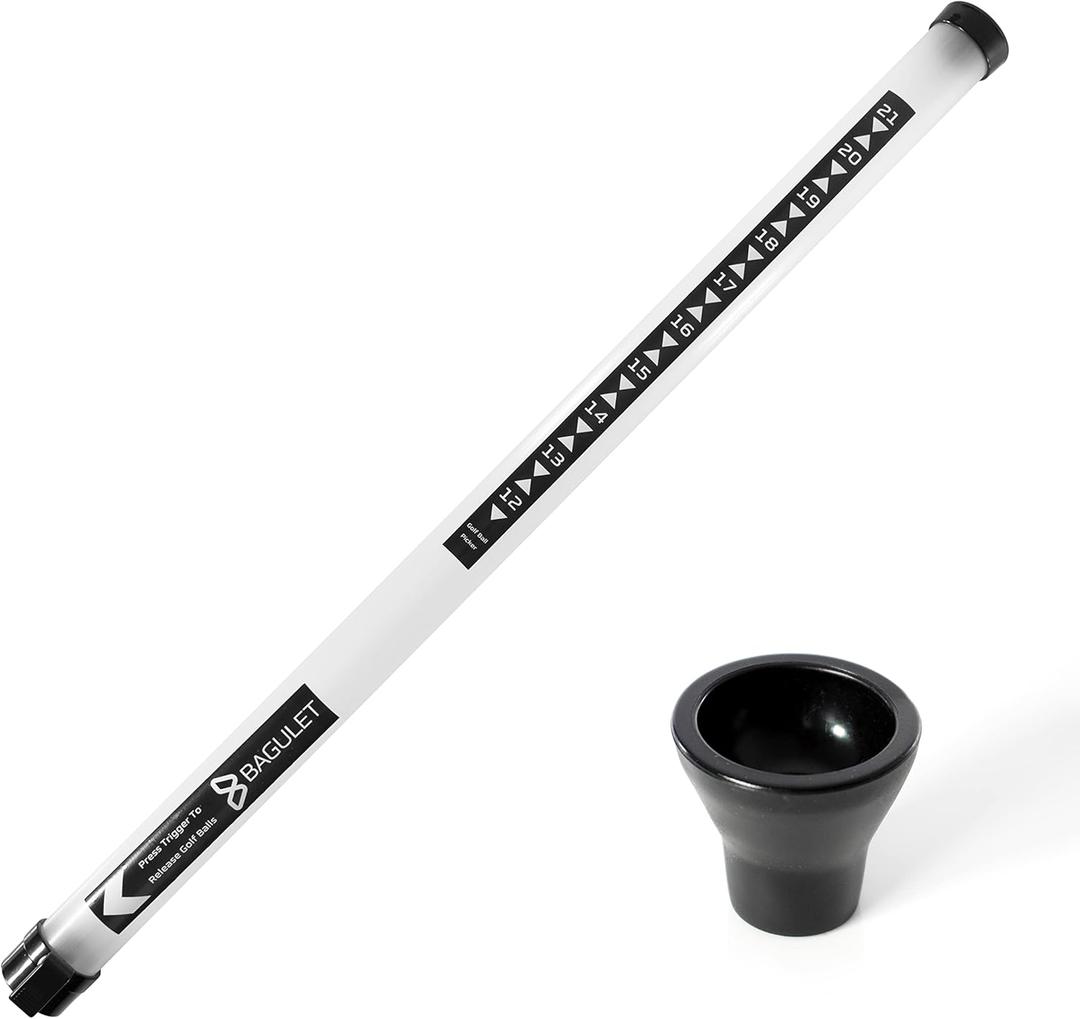 Golf Ball Tube Picker  21-Ball Capacity Shagger with Suction Cup Grabber  Lightweight Plastic Retriever Stick  No-Bend Golf Ball Collector for Practice & Driving Range