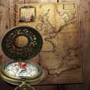 Antique Brass Compass - Waterproof Survival Compass for Hiking & Camping, Vintage Military Gift with Keychain (Kids & Outdoor)