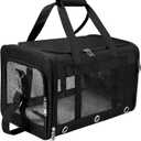 Soft Sided Cat/Dog Carrier, Collapsible Pets Travel Carriers for Pet/Puppy with Shoulder Strap & Removable Mat, Mesh Top Load Small Dogs/Cats Carry Bag Up to 17 Lbs TSA Airline Approved (Black, M)