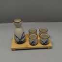 Ceramic Sake Set, 5pcs Japanese Saki Set with 1 Sake Carafe 4 Sake Cups, Saki Cup Set as Gift for Sake Japanese /Hanzo Sake/Soju/Sake Drink/Saki Drink/Tea (Inaho)