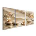 3 Piece Wall Art 16 x 20 Inches Framed Canvas Set Neutral Zen Flower Stone Wall Decor for Living Room Bedroom Bathroom Office Hallway Modern Farmhouse Spa Wall Art Pictures Ready to Hang with Velcro and Pre Installed Hooks