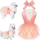 Summer Girl Dog Dress, Dog Silk Tulle Dress, Cute Princess Dogs Dresses with Bow, Lace Pet Birthday Party Outfit Puppy Tutu for Small Dogs, Fancy Puppy Clothes for Chihuahua Teacup Yorkie (Medium, Pink)