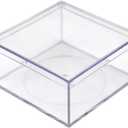 Gary Plastic Packaging Set of 6 Acrylic Boxes with Lids, 4" Square x 2" Tall, Made in USA, Clear Display Case for Collectibles, Rocks, Seashells and Crafts Storage & Organization