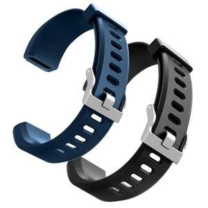 hoeslaw 2 Pcs Watch Bands Replacement for ID115plus HR, Very Fit Pro Activity Fitness Tracker Wrist Bands Set, Multicolor Veryfitpro Smart Watch Strap Replacements (Black Blue)