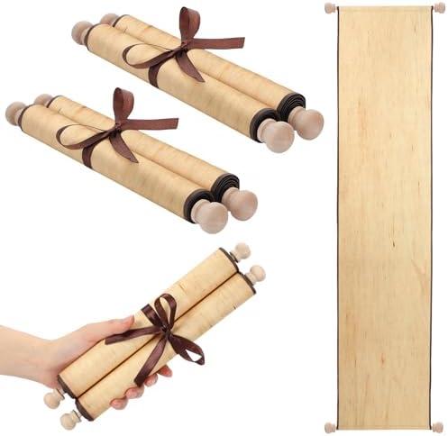 Epakh 2 Pack Blank Paper Scrolls 9 x 144 Inches Wrapped on Wood Rod for Writing, Drawing, Calligraphy, Wedding Vows, Cosplay Prop, Renaissance Festivals, Tabletop Role Playing Game(Old Color)