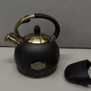 SUSTEAS Stove Top Whistling Tea Kettle - Food Grade Stainless Steel Teakettle Teapot with Cool Touch Ergonomic Handle, With 1 Silicone Pinch Mitt Included, 2.64 Quart(BLACK)