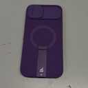 SURITCH for iPhone 14 Plus/15 Plus Case with Magnetic Camera Slide Cover and Adjustable Kickstand, Compatible with MagSafe, Shockproof Bumper Case Slim Protective Cover 6.7 Inch, Dark Purple