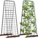 Heavy Duty 50"x17" Adjustable A-Frame Trellis for Climbing Plants – Rust-Proof Metal Garden Trellis with Dense Grid Design, Perfect for Raised Beds, Tomatoes, Cucumbers & Outdoor Vines (Black, 2 Pcs)
