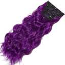 Purple Clip in Hair Extensions, 4 PCS Natural Soft Long Wavy Clip on Synthetic Hair Hairpieces Curly 20Inch Curly Thick Hair 11 Clips (Purple, 20 Inch)