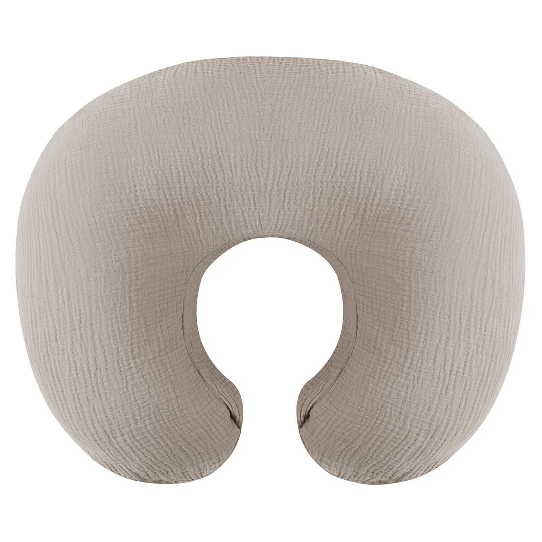 Onacosht Muslin Nursing Pillow Cover Soft 100% Cotton Feeding Pillow Slipcover Fits Standard Infant Nursing Pillow for Baby Boy and Girl, Fog