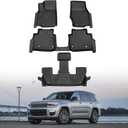 Powerty Floor Mats for 2021-2025 2026 Jeep Grand Cherokee L 6 Seats Accessories All Weather Floor Liner 3D TPE 3rd Row Floor Mat Heavy-Duty Floor Liners