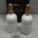 Luxury Glass Soap and Lotion Dispenser Set by Brighter Barns - Liquid Soap Dispenser Bathroom Set - White and Gold Bathroom Accessories for Vacation Rental, Airbnb, Hotel, Wedding Gift (Gold)