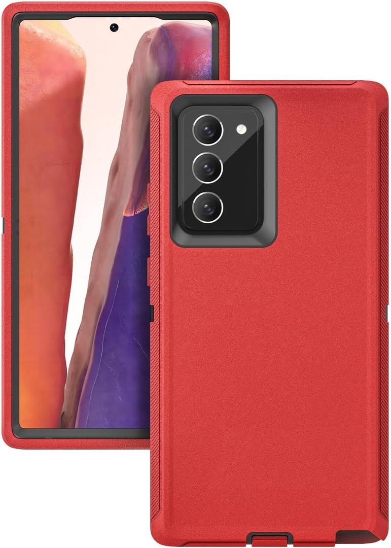 for Samsung Galaxy Note 20 Ultra Case [Shockproof] [Heavy Duty Protective] [3 Layers] Rugged Rubber Protection Cover for Galaxy Note 20 Ultra (Red)