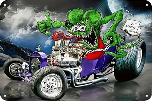 Vintage Racing Metal Sign, Retro Garage Tin Sign, Car Lover Gift,Wall Decor for Bar, Cafes Pubs,Outdoor Patio Man Cave,Cars Room, 8x12 Inches (Weird Racing)