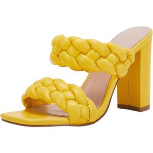 VETASTE Women's Braided Heeled Sandals Chunky Heels Mules Square Open Toe High Block Heel Sandals (6.5, Yellow) VETASTE Women's Braided Heeled Sandals Chunky Heels Mules Square Open Toe High Block Heel Sandals (6.5, Yellow)